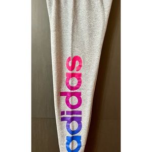 Girls gray “adidas” sweatpants cuffed leg Sz large (14)
